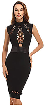 black midi bandage dress