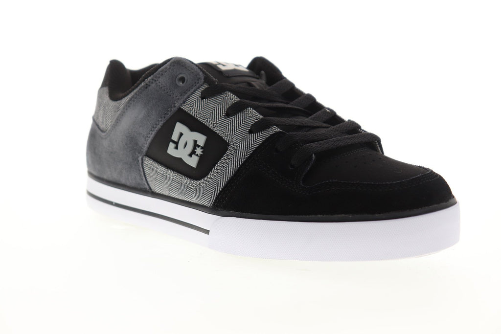 DC Pure SE 301024 Mens Black Leather Lace Up Athletic Skate Shoes 