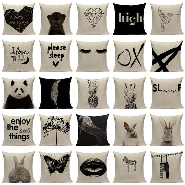 black and white sofa cushions