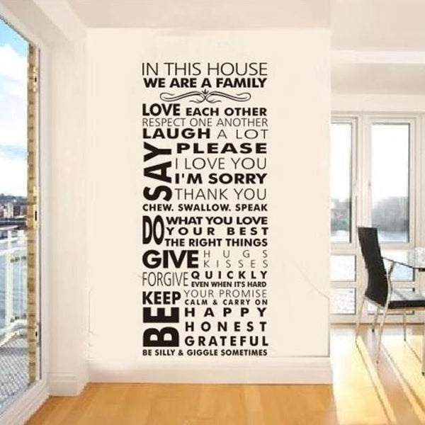 House Rules Wall Sticker Quote Family Love Bedroom Lounge Wall Art Decal X101 Ebay