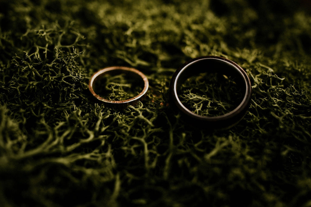 Handmade Wedding Rings inspired by woodland, photo by Shutter Go Click