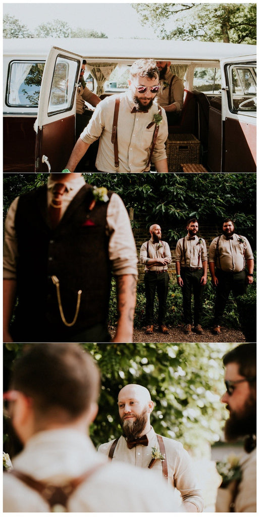 Groom and Groomsmen inspiration, boho country styling with leather accessories by Hord. Photo by Shutter Go Click.