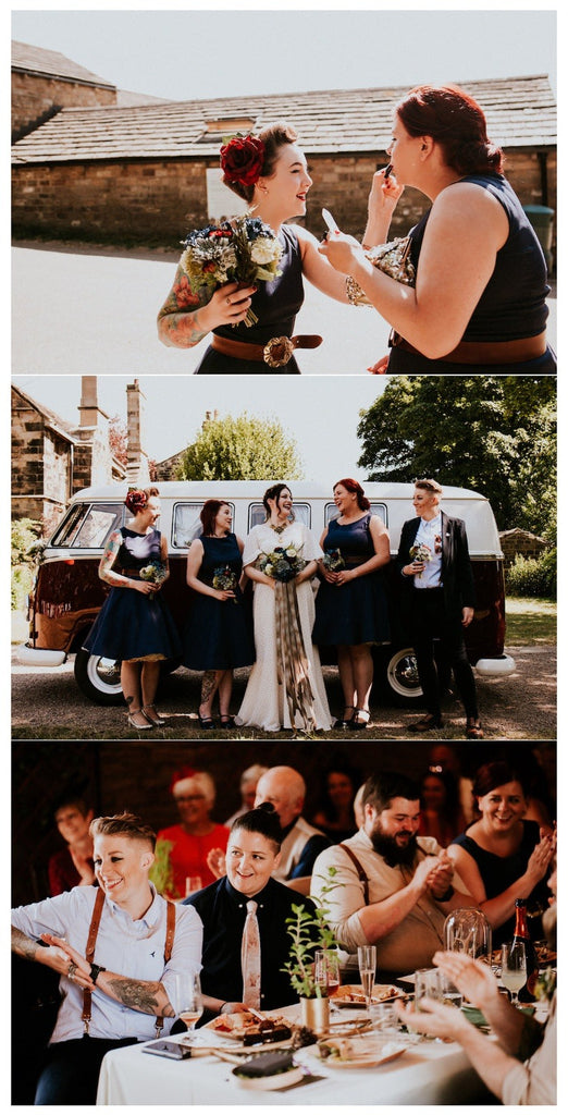 Bridesmaids and bride with peekaboo net skirts. Photo By Shutter go Click