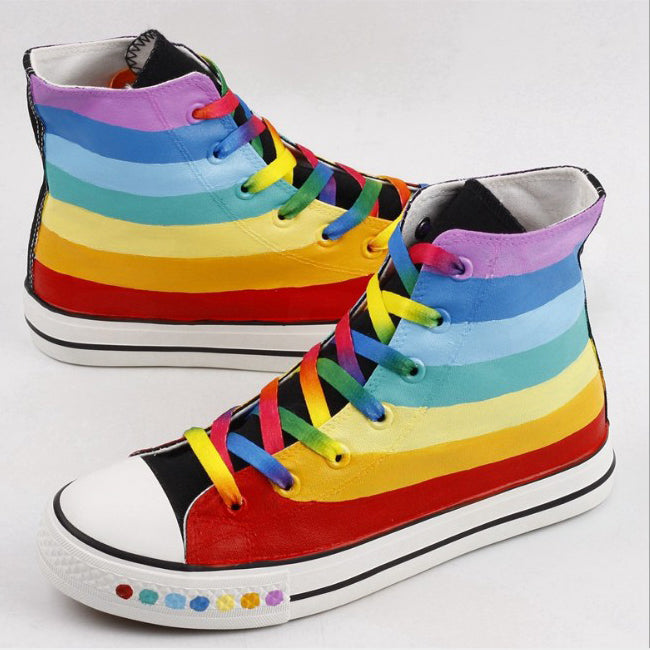 Fashion Rainbow Stripes Canvas Shoes 