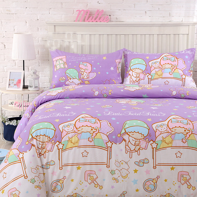 Kawaii Little Twin Stars Blanket Bed Sheet Flannel Big 55" x 79" Cos Gift 