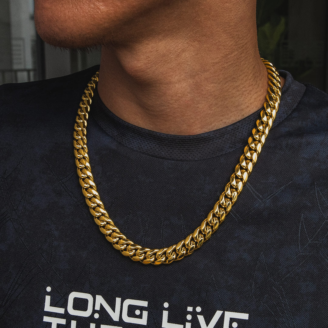 12mm Miami Cuban Link Chain in 18K Gold for Men's Chain-BOGO KRKC – krkc&co