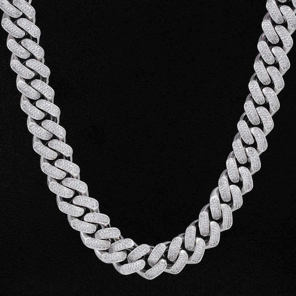 18mm Iced Out Diamond CZ Cuban Link Chain in White Gold for Men-KRKC&CO