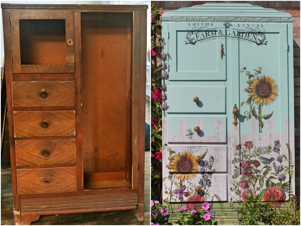 Rescued, Repaired, and Refinished Chifferobe with Fusion Mineral Paint and Iron Orchid Desings
