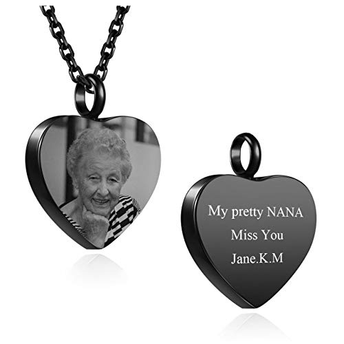 Personalized Photo Cremation Urn Necklace for Ashes Heart Pendant