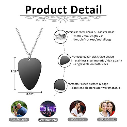 Personalized Photo Dog Tag Necklace Guitar Pick Dog Tag Pendant