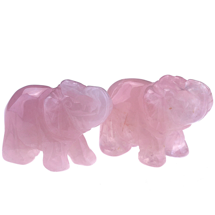 jovivi natural rose quartz elephant figurine 2pcs, asd00040