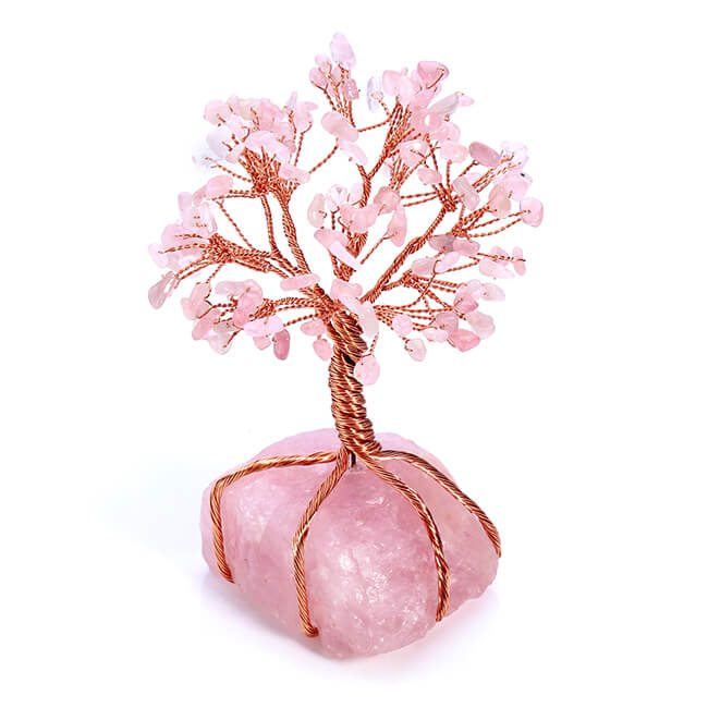 Natural Rose Quartz Tumbled Stones Money Tree-Gemstones-Jovivi-AJVV