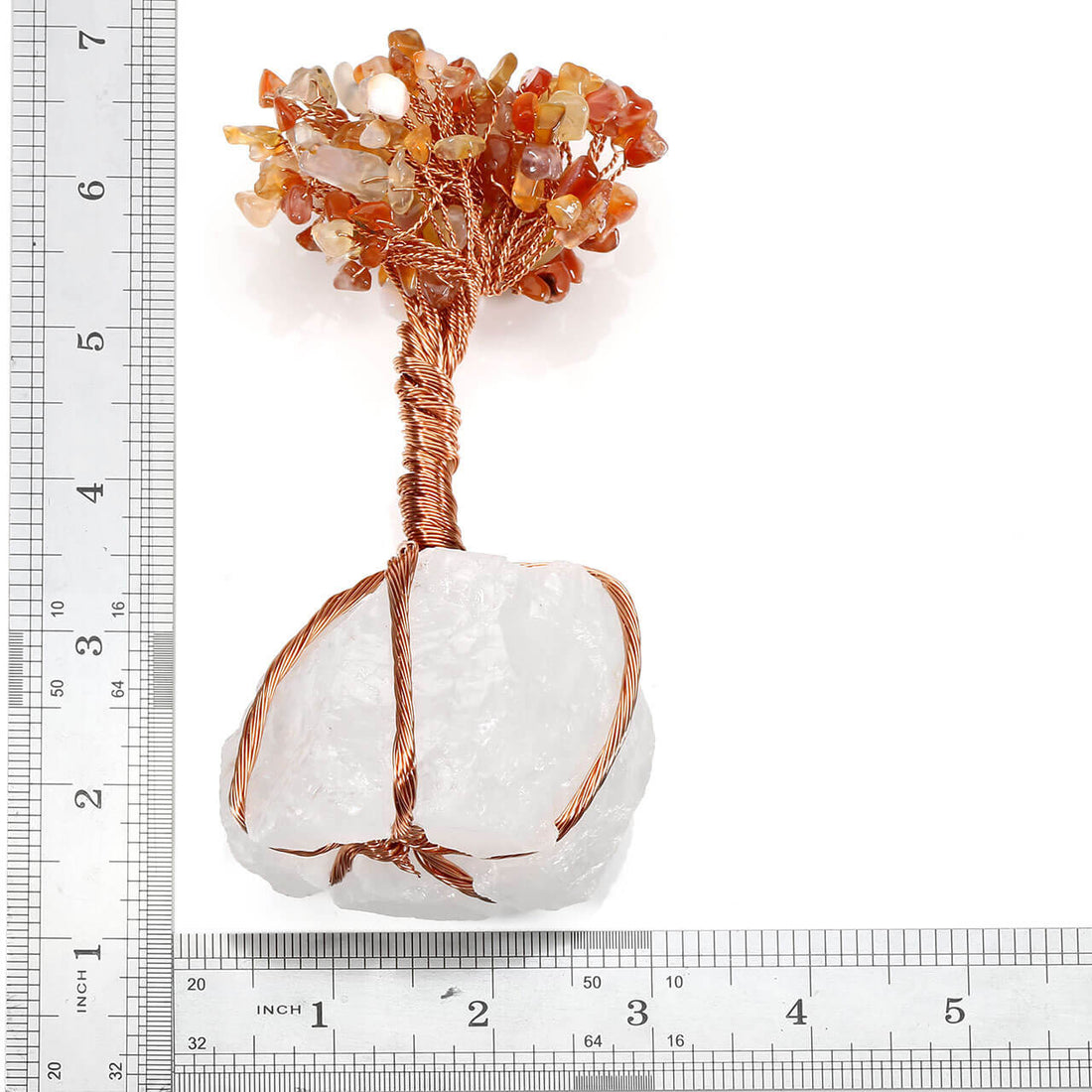 Jovivi Natural Red Agate Tree Crystal Quartz Money Tree Feng Shui Wealth and Luck, asd0208