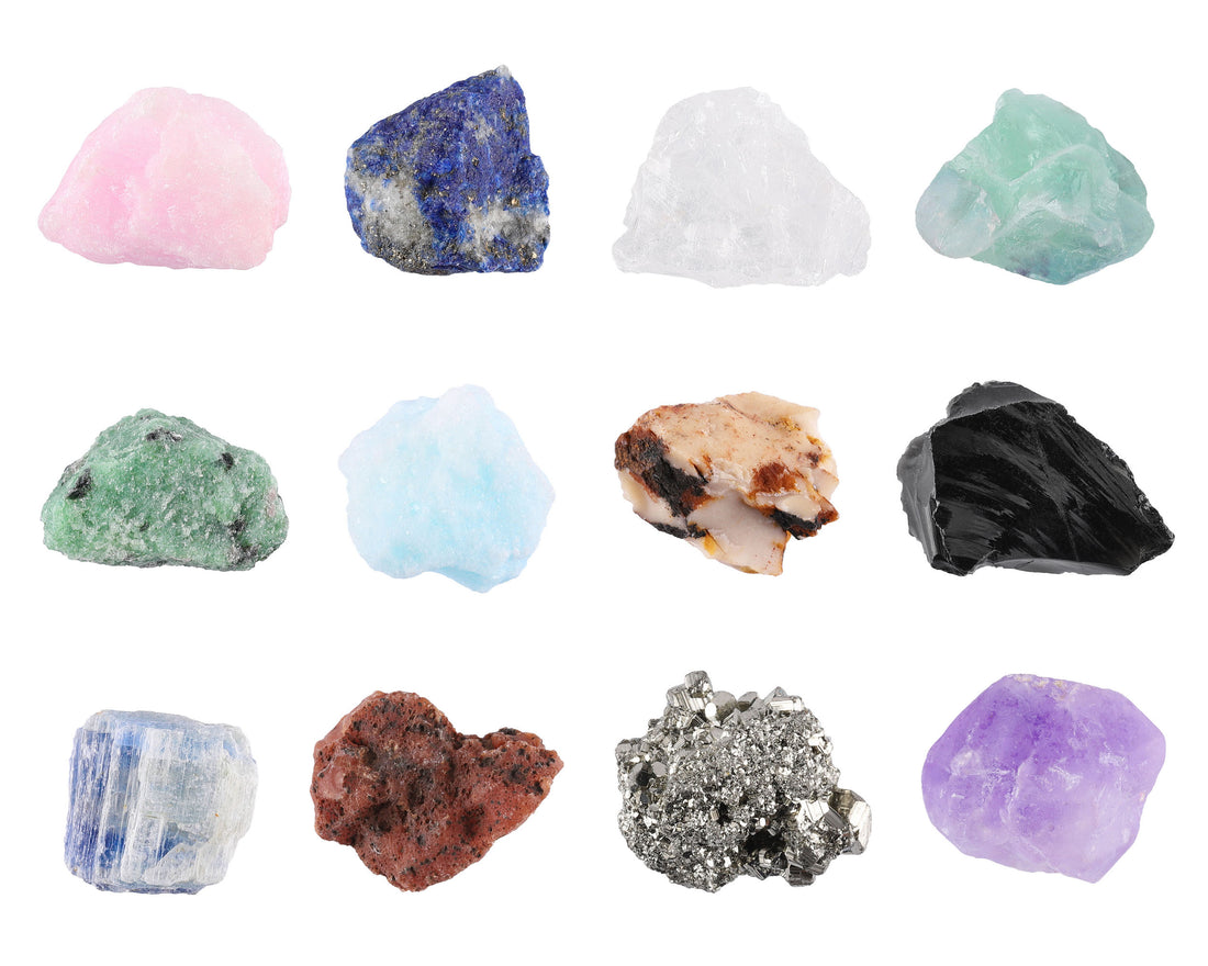 12PCS Mineral Rocks Crystals Geology Rough Quartz Specimens | Jovivi