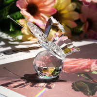Flying Butterfly Figurine with Clear Glass Crystal Ball Suncatcher Hanging Ornament | Jovivi