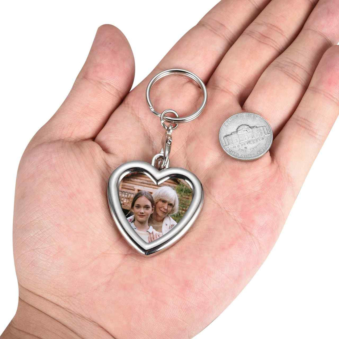 Personalized Color Photo Message Heart Keychain | Jovivi