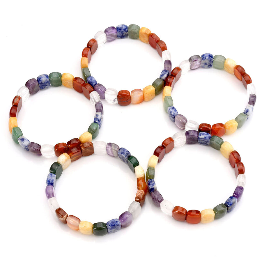 Jovivi unisex 7 chakras handmade stretch bracelets for men and women crystal gemstone bracelet 