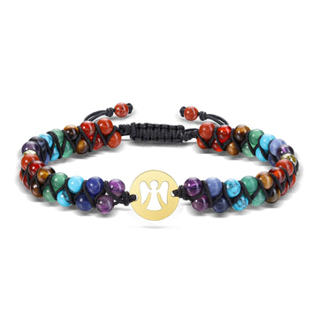 jjb087003 jovivi chakras beads bracelet double layers bracelet with OM charm