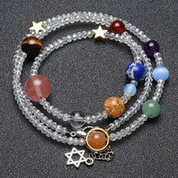 Jovivi Unique Solar System Nine Planets Adjustable Wrap Bracelet Chakra Reiki Healing Energy Crystal Mala Yoga Meditation Bracelet Necklace - 3MM Glass Beads