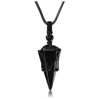jovivi black obsidian necklace, Smooth surface pendant, front side