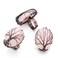 jkr012402 rose quartz tree of life ring gemstone jewelry for women