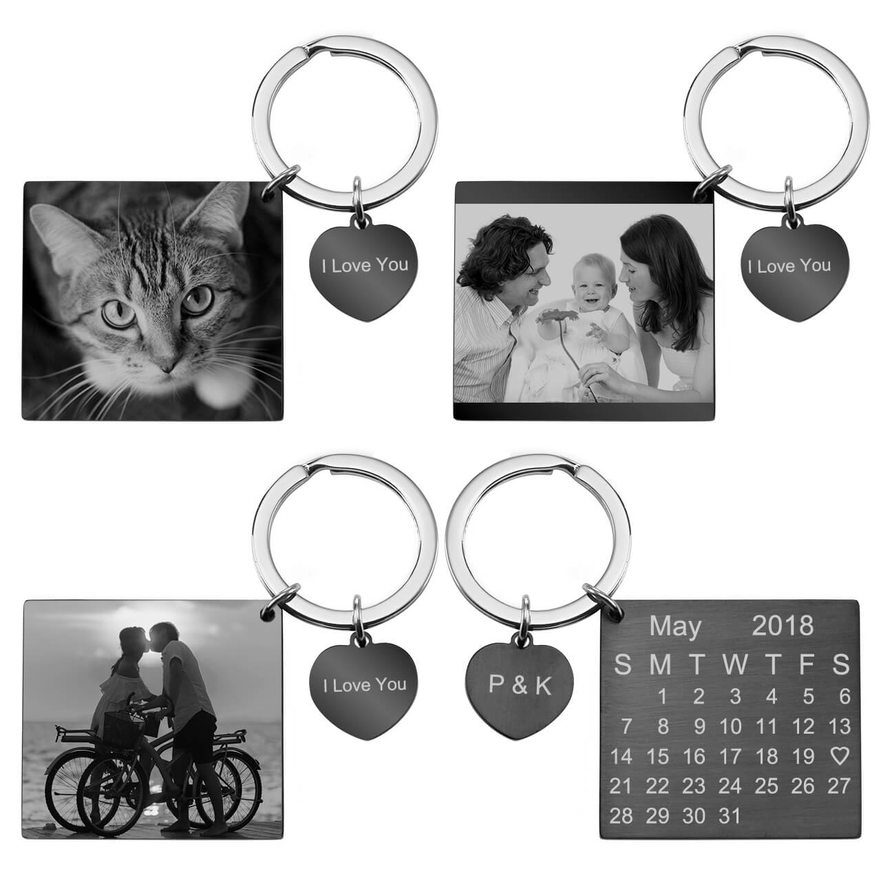 Jovivi personalized custom calendar photo tag keychain set for women, jnf002705