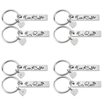 JOVIVI Custom Keychain - Personalized Name Message 2pcs Stainless Steel Laser Engraving His Queen Her King His and Hers Cute Couple Keychain Set for Valentines Day Gifts