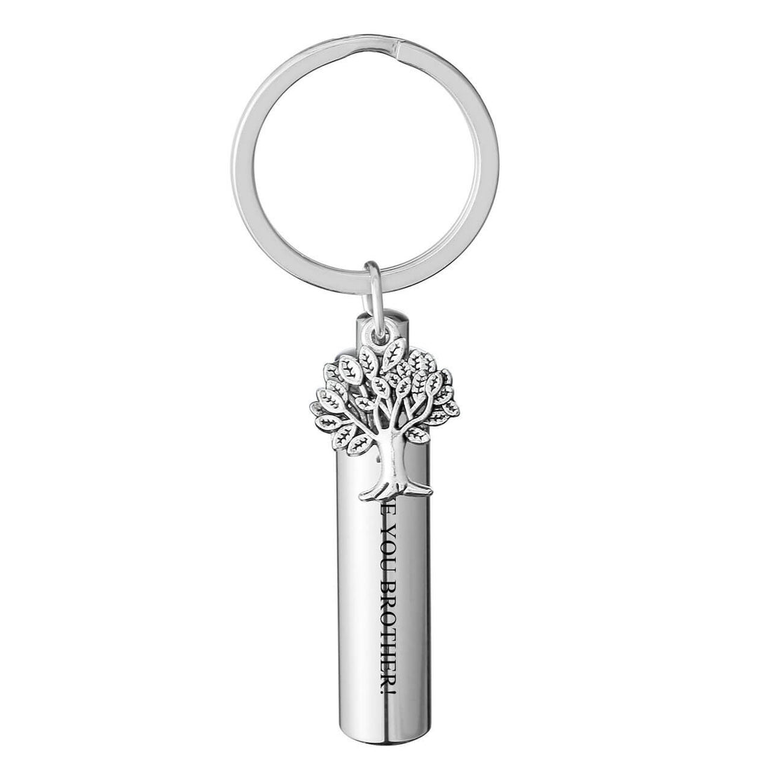 Jovivi personalized tree of life charm keychain for holding ashes, front side, jnf006401