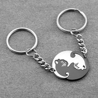 Jovivi personalized engrave cat puzzle keychain set for couples.