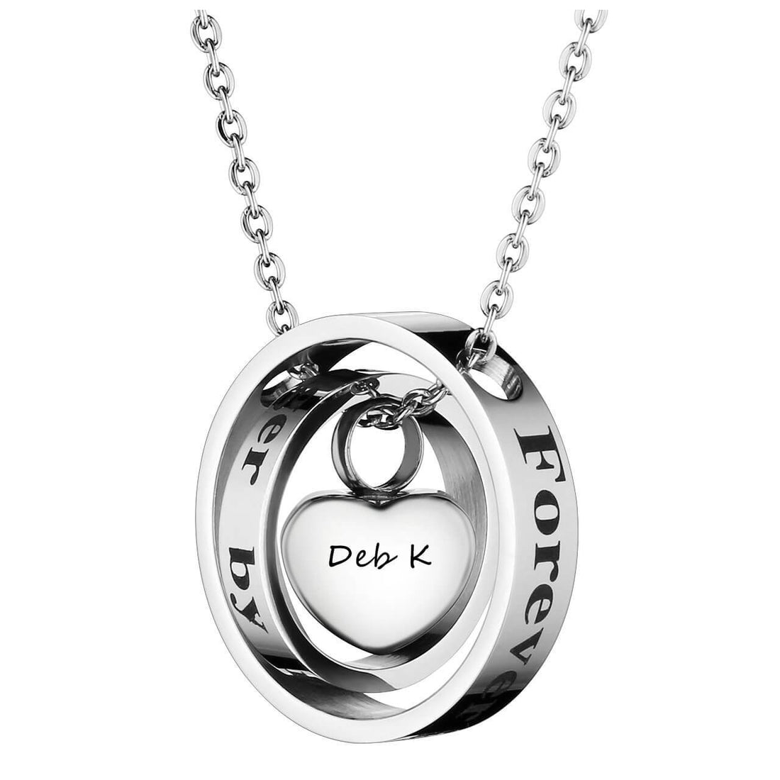 Jovivi personalized heart pendant urn necklace for ashes, front side jng055201