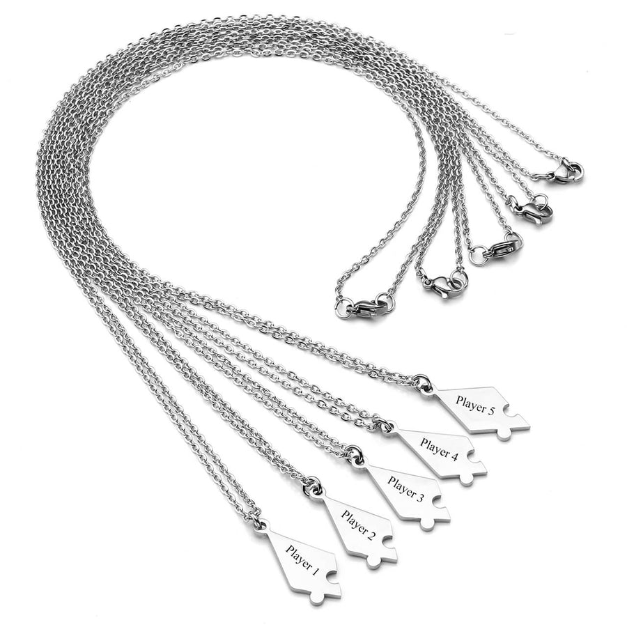 Personalized 5 Pieces Puzzle Necklaces Best Friends Necklace Set | Jovivi