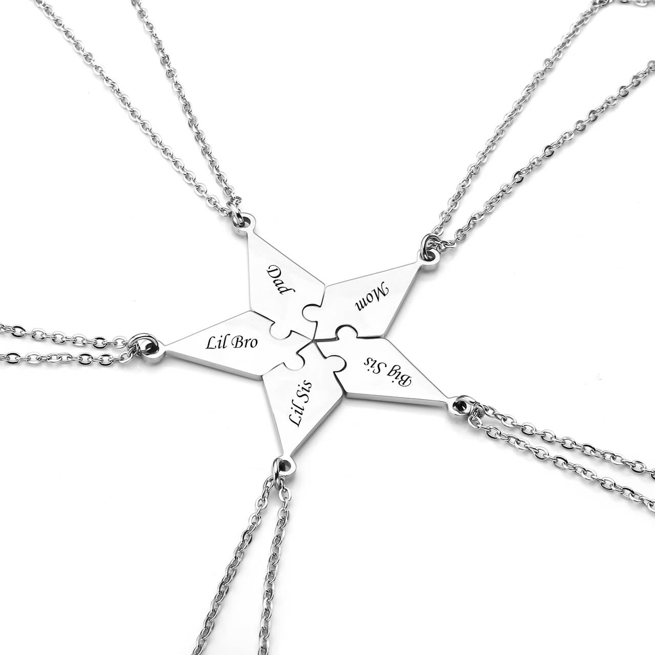 Personalized 5 Pieces Puzzle Necklaces Best Friends Necklace Set ...