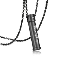 Personalized Cylinder Locket Urn Keychain for Ashes Black | Jovivi