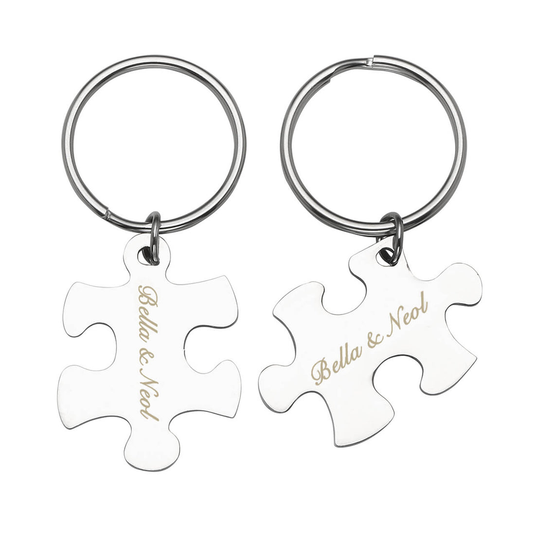 personalized matching puzzle name tag keychain dog tag keychain set for couple, jnf001701
