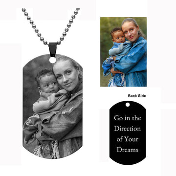 Jovivi personalized custom photo tag pendant necklaces for men and women, front side, jng062101