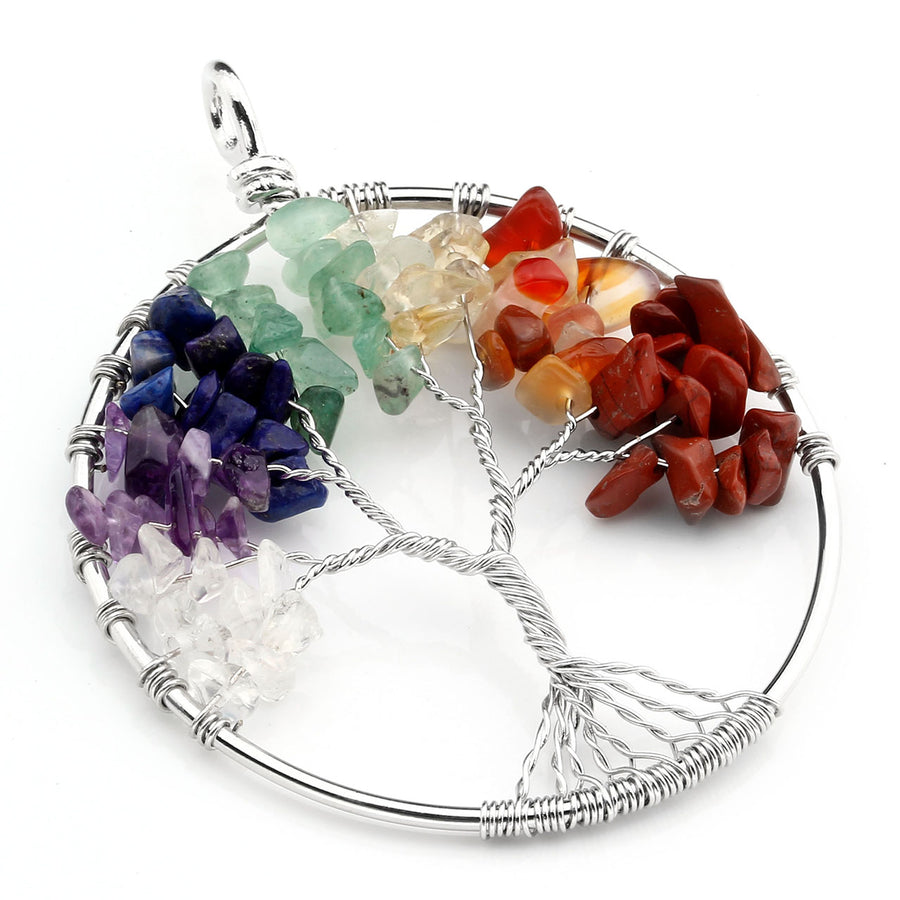 Crystal Quartz Tree of Life Pendant Necklace | Jovivi - Jovivi
