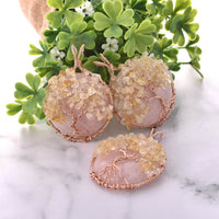 jovivi natural rose quartz tree of life beaded necklace for mother, 3pcs front side, qnd5710