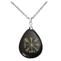 Viking Compass Vegvisir Healing Crystal Teardrop Pendant Necklace | Jovivi - Jovivi