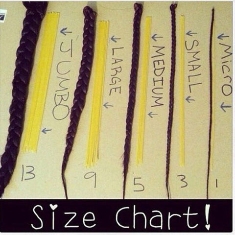 thickness chart for express wig braids braided wig