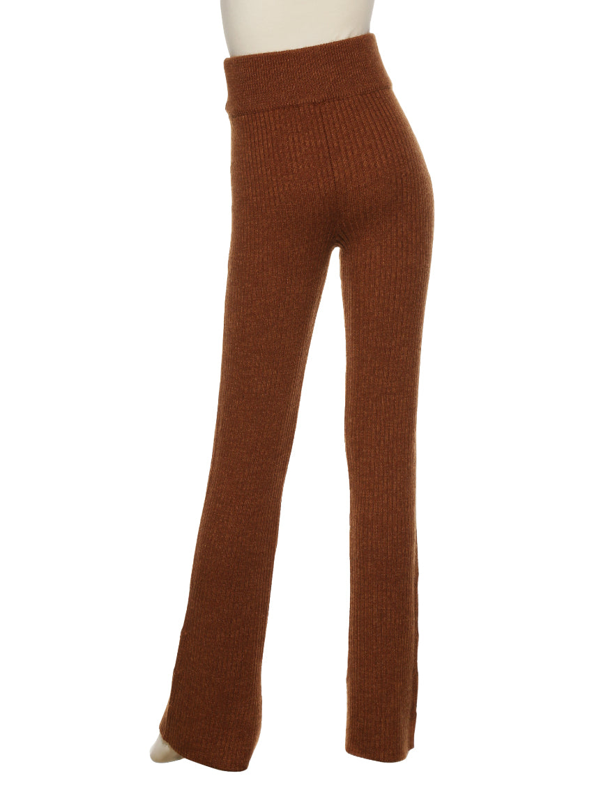 Melange-knit pants