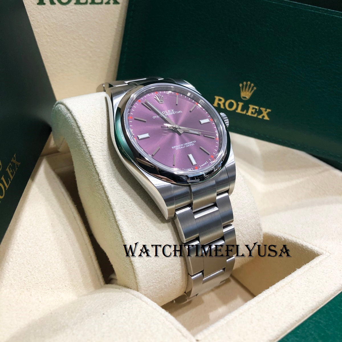 rolex oyster perpetual purple dial