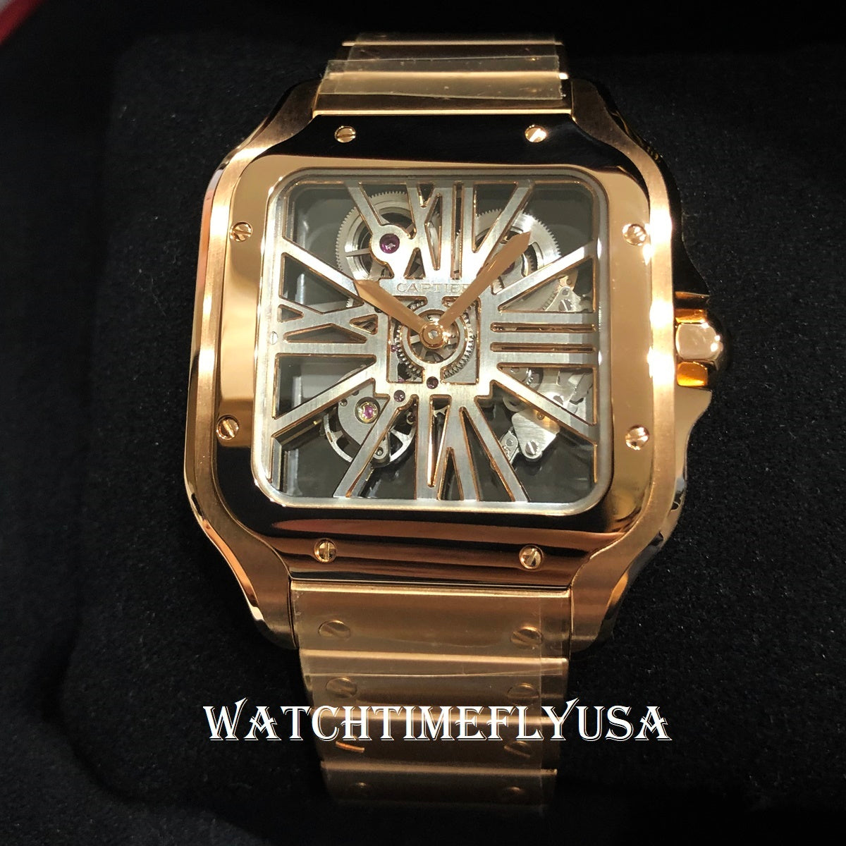 cartier skeleton watch rose gold