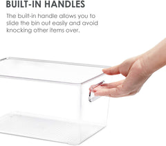 Vtopmart Clear Plastic Pantry Organizer Bins, 6 PCS Food Storage Bins with Handle for Refrigerator, Fridge, Cabinet, Kitchen, Countertops, Cupboard, Freezer Organization and Storage, BPA Free, Medium