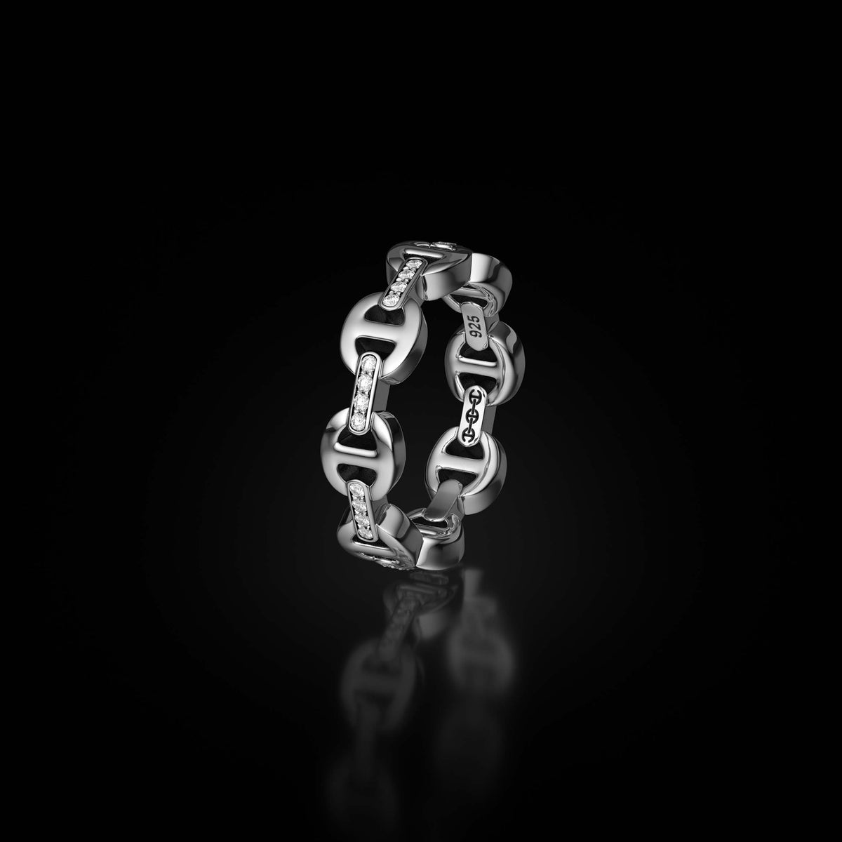 HOORSENBUHS® | DAME TRI-LINK WITH DIAMOND BRIDGES | STERLING SILVER