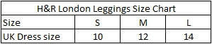 H&R London Leggings Size Chart