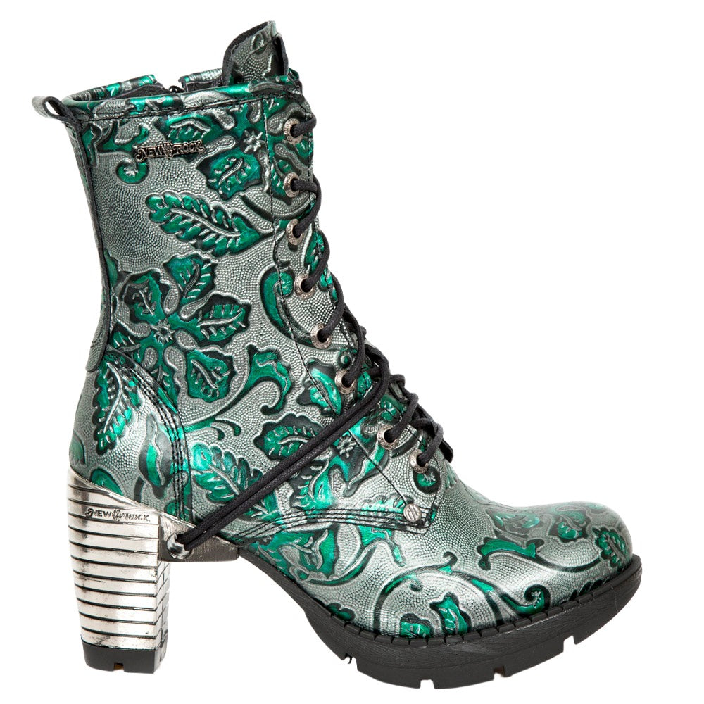 metallic green ankle boots