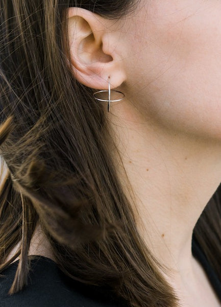 Gold Sliver Geometric Ear Hoop Earrings Women Fashion Handmade Ear Stud Jewelry 