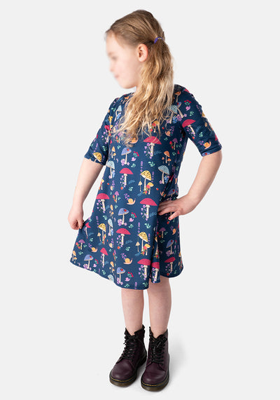 Children's Mushroom Print Dress (Chanterelle)