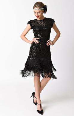 Fringe Black Cocktail Dress-Del Mar