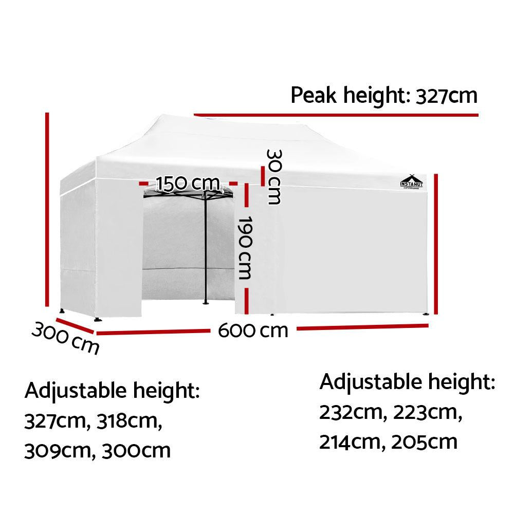 Instahut Gazebo Pop Up Marquee 3x6m Folding Wedding Tent Gazebos Shade White